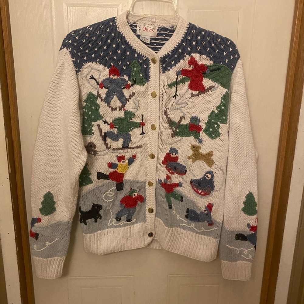Orvis Winter Ski/Skating Cardigan Sweater S